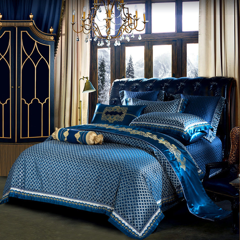 Sábana de cuatro piezas en jacquard bordado