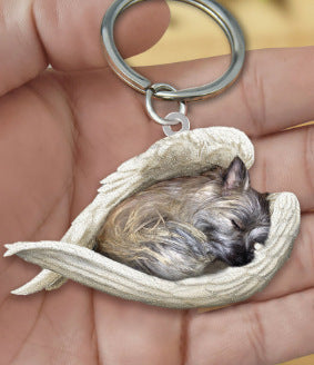 New Unique Dogs And Cats Sleeping Angel Pendant Car Key Ring