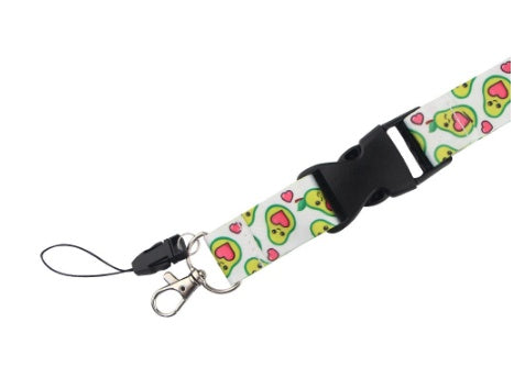 Lanière de téléphone portable avec boucle en Polyester, impression Double face, dessin animé Fruit avocat