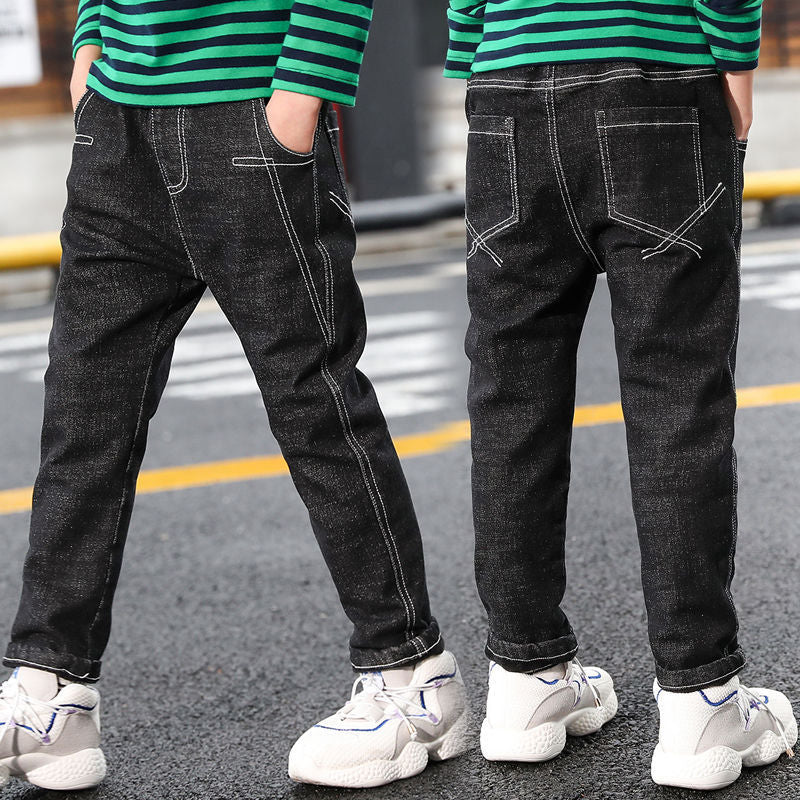 Jeans pour garçons automne et hiver nouveau velours une pièce