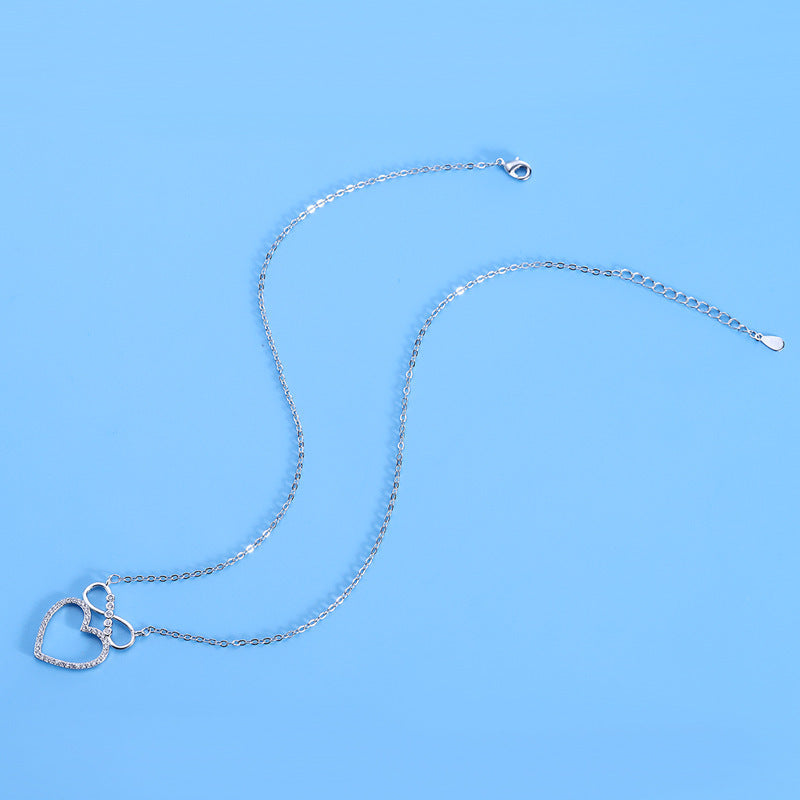Collier en forme de cœur avec pendentif en Zircon, chaîne de clavicule, bijoux