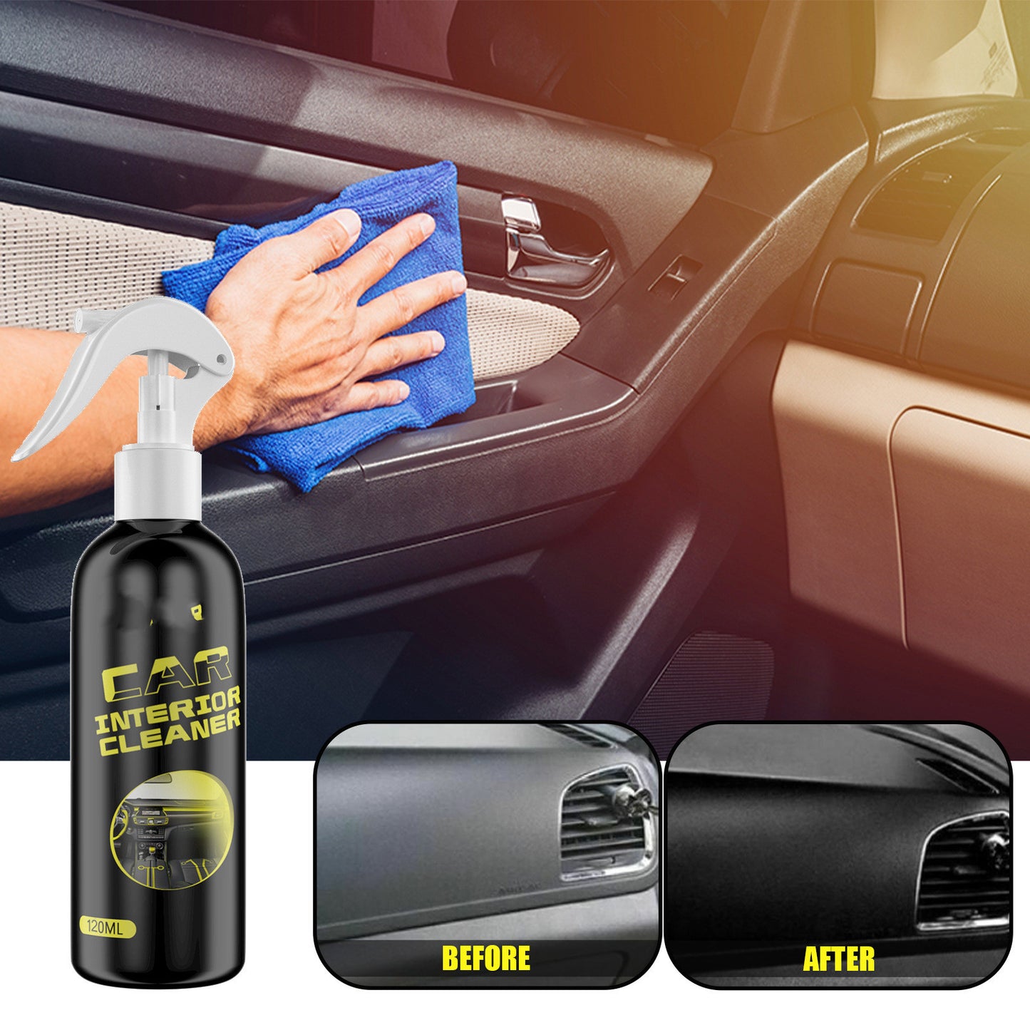 Nettoyant pour rénovation intérieure de voiture, cuir de voiture, plastique, tableau de bord, décontamination, Agent d'entretien