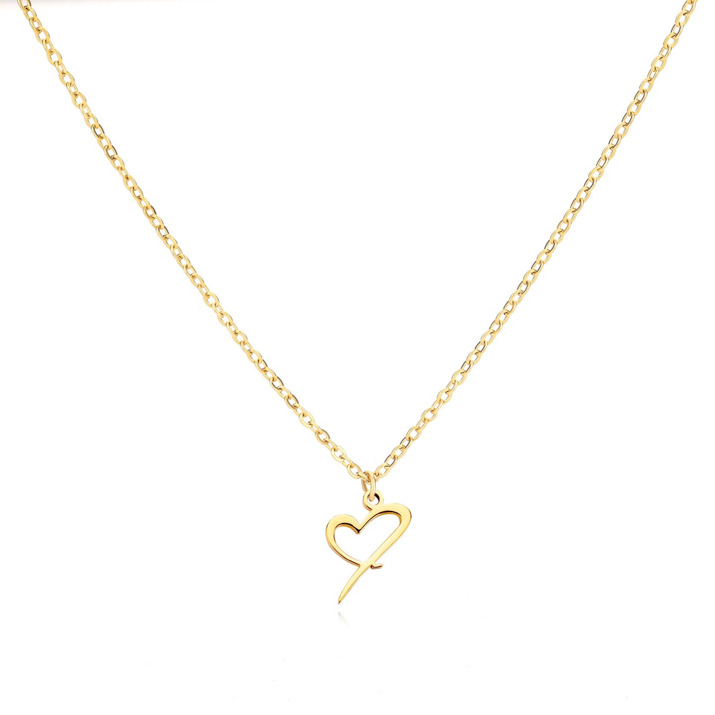 Collier créatif en acier inoxydable avec pendentif lettre cœur Simple pour femmes