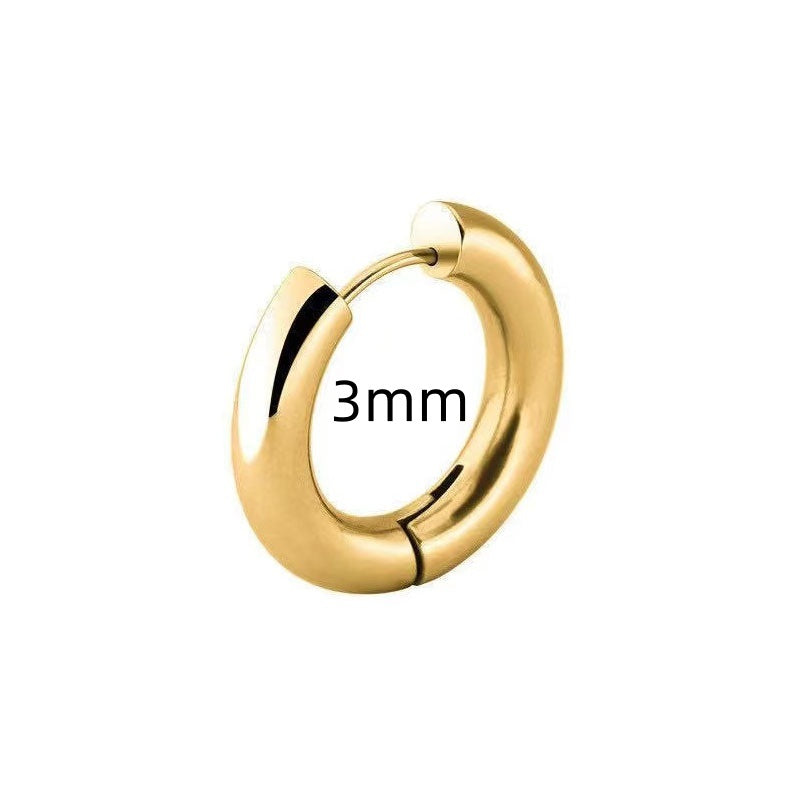Clip d'oreille élégant rond N en acier inoxydable, Simple unisexe