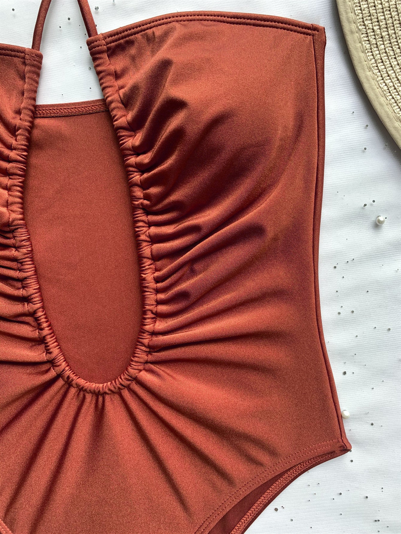 Traje de baño de una pieza Bikini de color sólido Correa para mujer