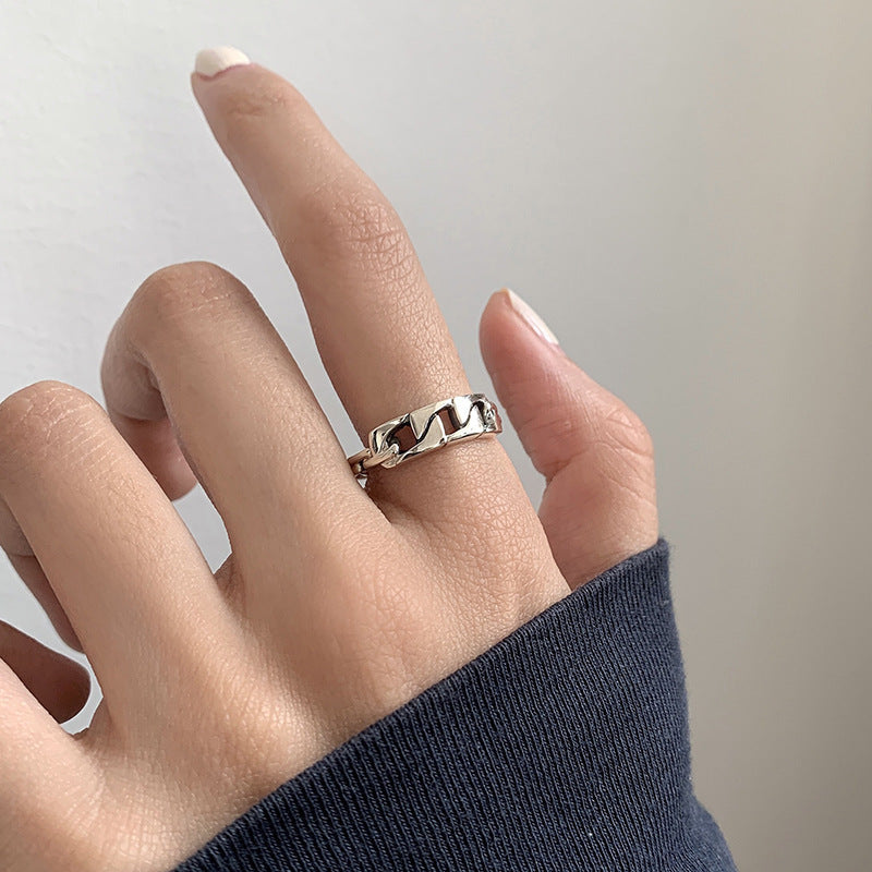 Bague creuse en forme de boule de chaîne Vintage pour femmes, tissage de doigts