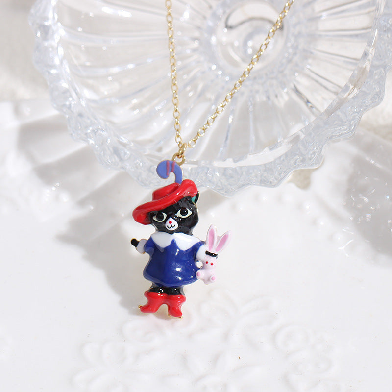 Clous d'oreilles chat bleu vêtements en bottes