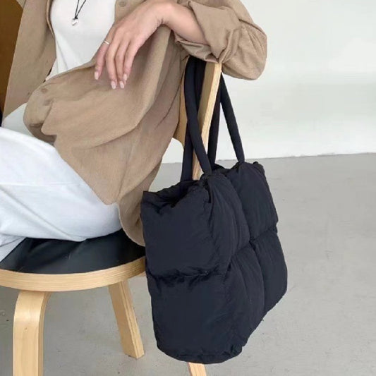 Sac à main en duvet d'oreiller en coton matelassé rhombique