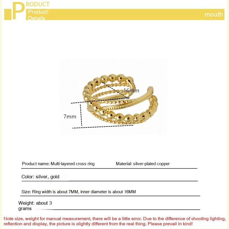 Women's Braided Winding Multi-layer Cross Ring