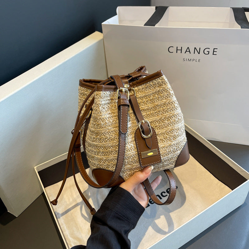 Sac messager d'été coréen en paille tressée, ceinture de traction, tissage de plage Simple, sac à bandoulière