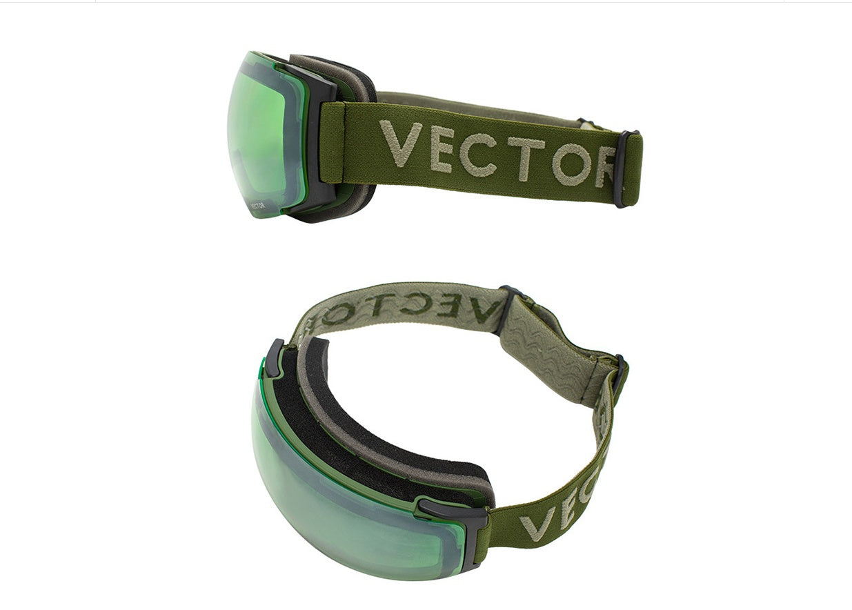 Gafas de esquí con brújula para hombres y mujeres, lentes de doble capa, superficie esférica antivaho con imanes, se pueden cambiar gafas de montañismo
