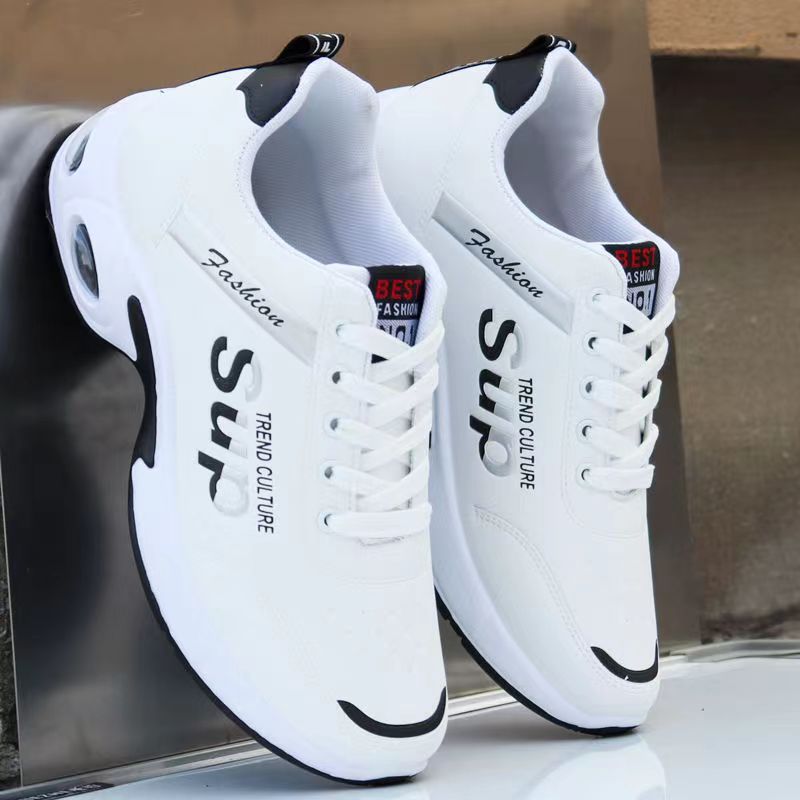 Zapatos de malla con cojín de aire para hombre, zapatillas deportivas transpirables con cordones para exteriores, calzado deportivo ligero informal para correr