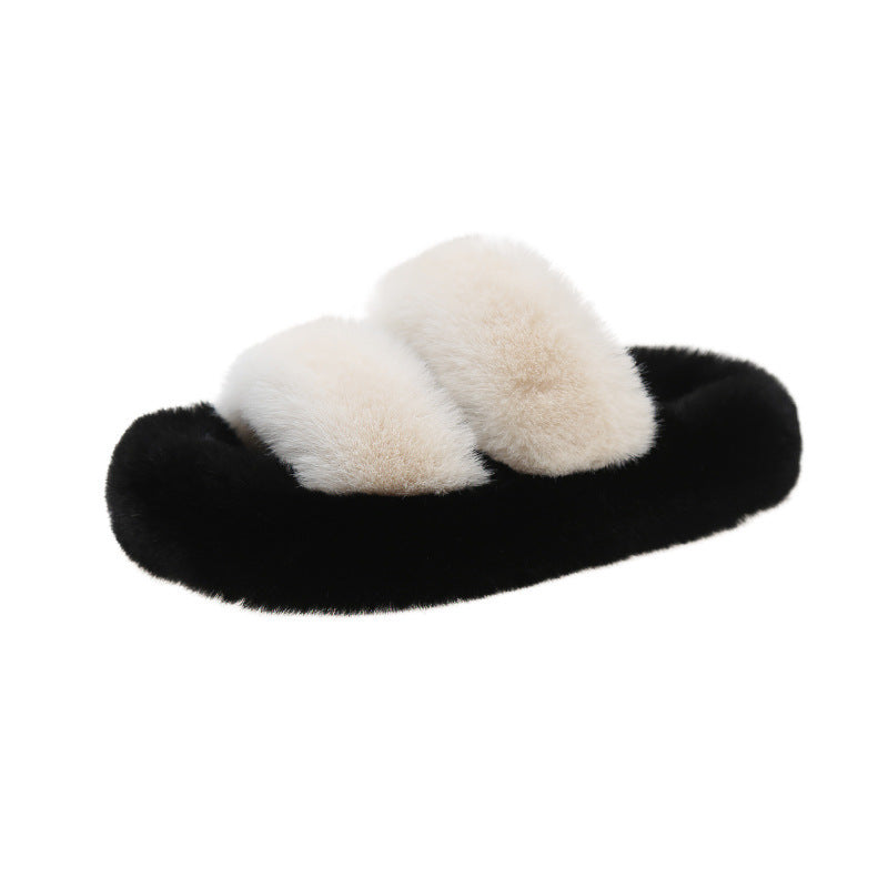 Pantoufles moelleuses à barres parallèles à fond épais