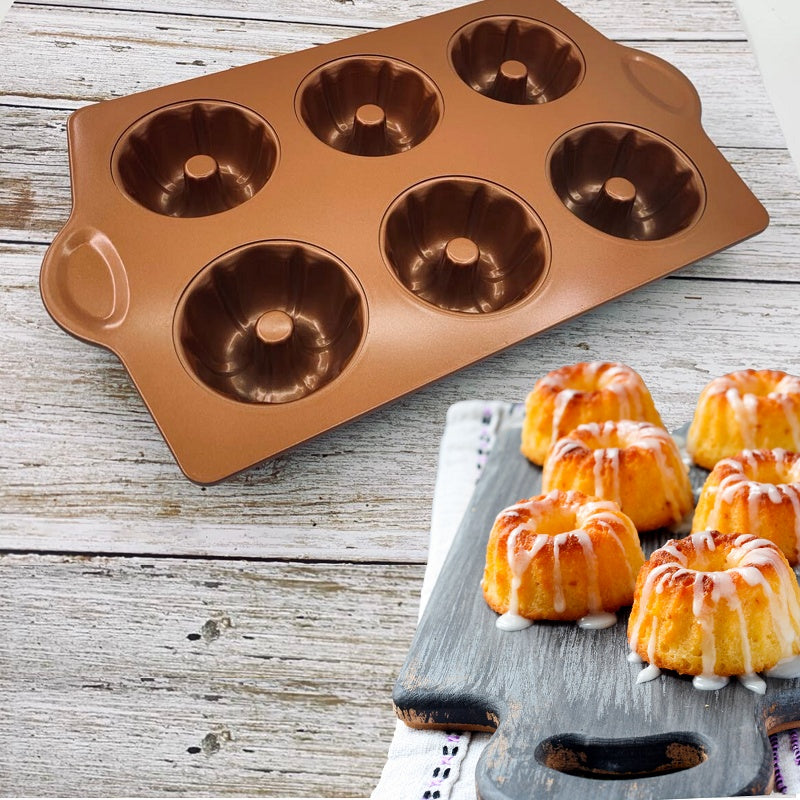 Mini cacerola de tubo estriado original - Sartén antiadherente de 6 cavidades libre de tóxicos - Recubrimiento orgánico premium respetuoso con el medio ambiente - Calidad duradera - Mini cacerola de tubo estriado