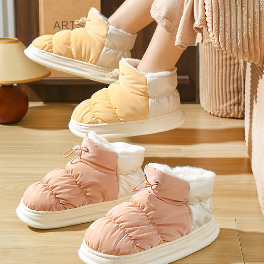 Bottes de neige pour femmes portant un tissu en duvet imperméable et coupe-vent en hiver