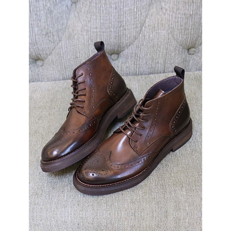 Bottes en cuir à plateforme décontractées et à la mode