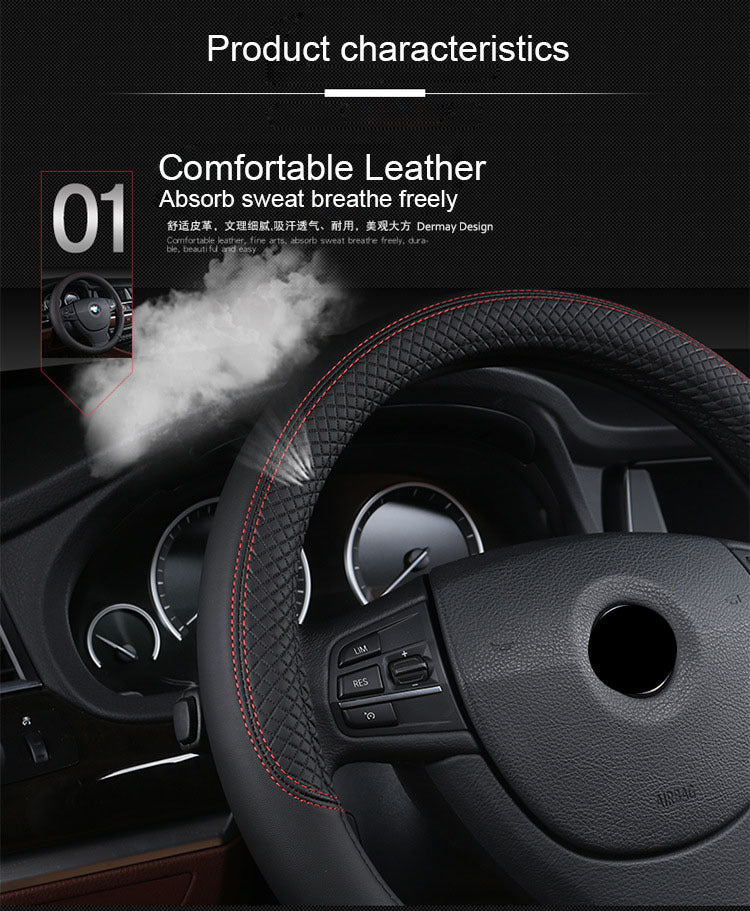 Couvre-volant de voiture universel en cuir