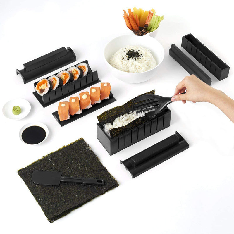 Kit d'outils manuels pour la fabrication de sushis, en plastique de haute qualité, avec 5 moules à rouleaux de sushi