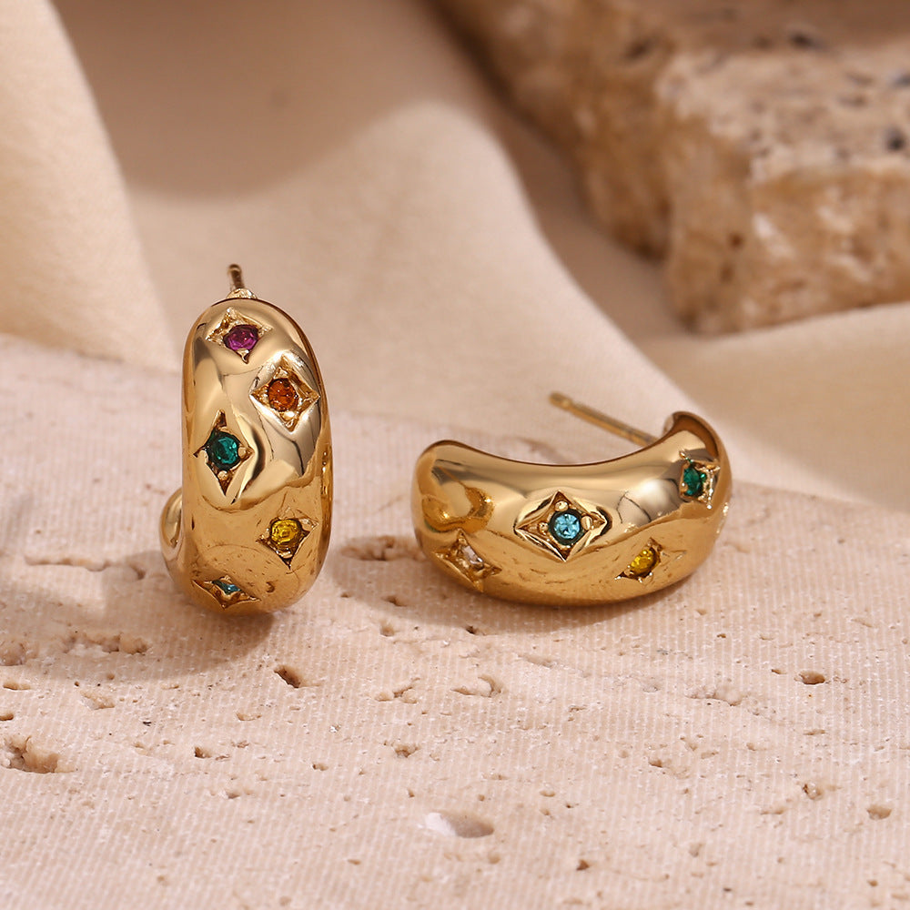 Boucles d'oreilles mode étoile Zircon lune