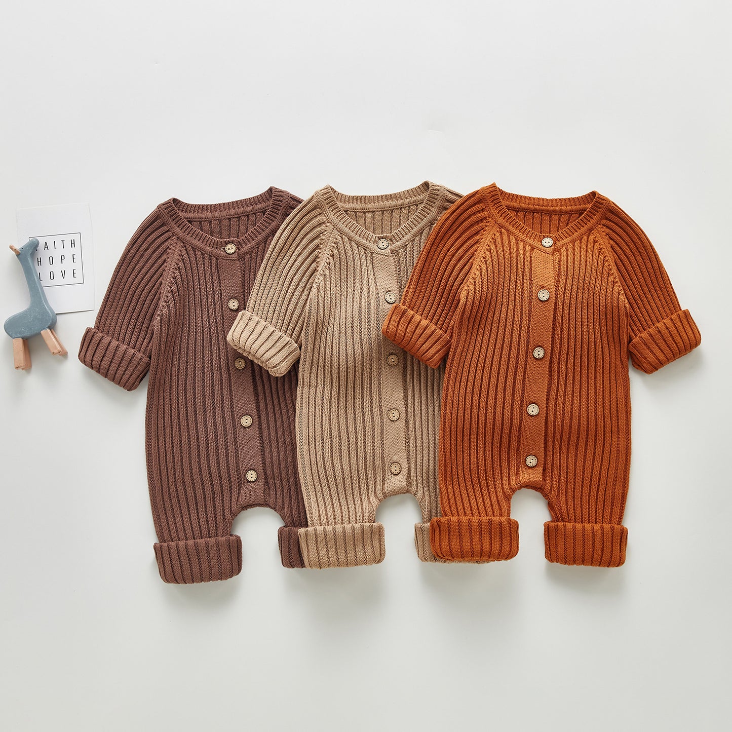 Combinaison tricotée à manches longues pour bébé, barboteuse, printemps et automne