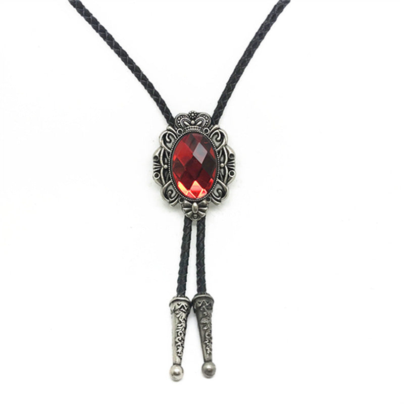 A01B2C43 New Design Long Neckline Rope Crown Holder Korean Style Polo Necklace Men's All-match Accessories Short Sleeve