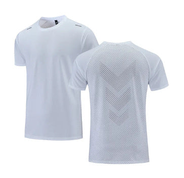 Thermal Transfer Printing Dark Grain Ice Silk Breathable Fitness Short Sleeve