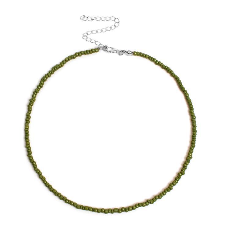 Collier pour femme en perles de verre blanc naturel, doux et simple