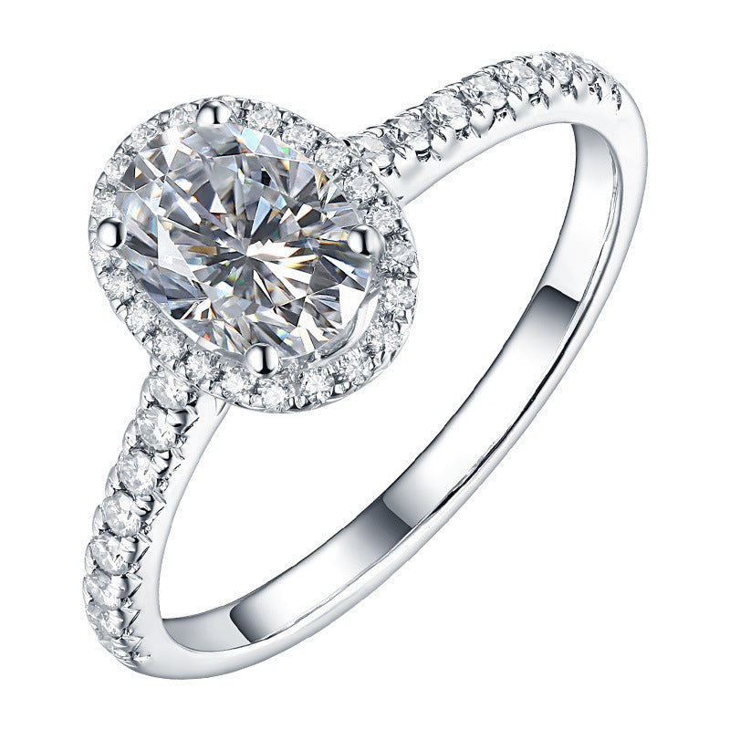 Bague ovale en Zircon incrusté de Micro Moissanite pour femme, à la mode