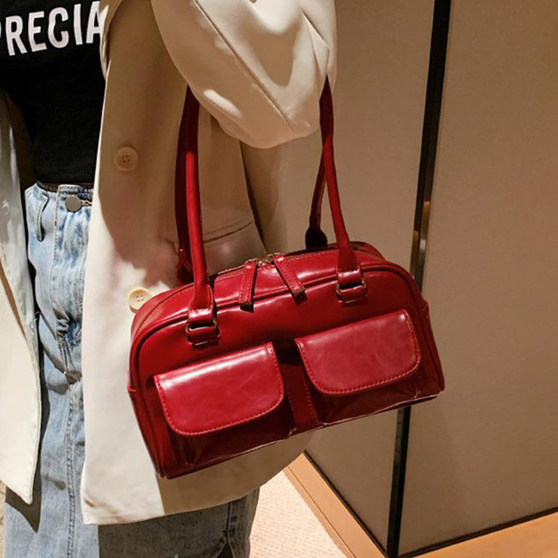 Bolso de hombro con diseño de múltiples bolsillos, bolsos cuadrados versátiles a la moda, bolsos para axilas para mujer