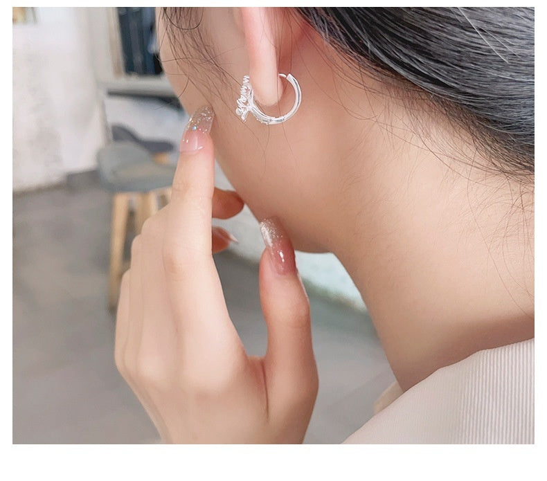 S925 Sterling Silver Artistic Pearl Stitching Snowflake Inlaid Zircon Trendy Earrings