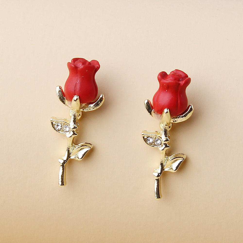Boucles d'oreilles roses tridimensionnelles à la mode, boucles d'oreilles à fleurs personnalisées