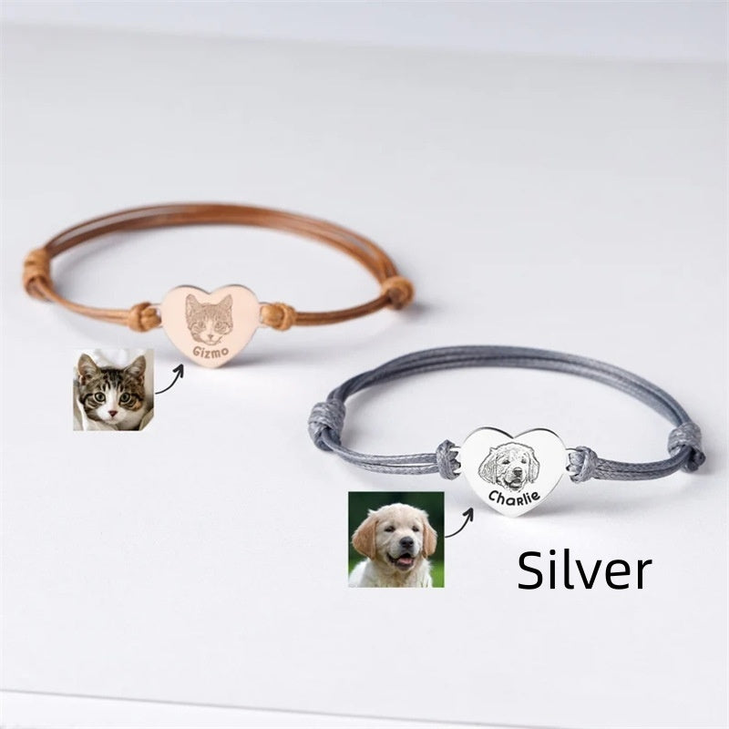 Bracelet commémoratif pour chiens et chats, corde tressée, taille réglable, personnalisé, DIY