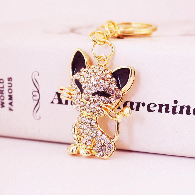 Plisser les yeux mignons renard Animal alliage porte-clés accessoires pendentif porte-clés