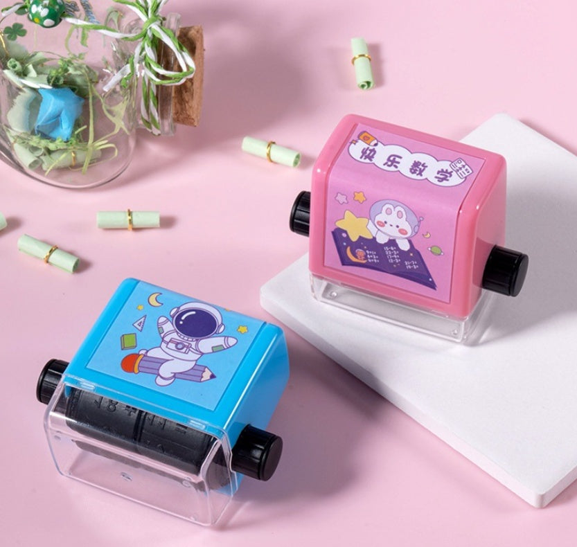 Sello de rodillo de matemáticas, suma, resta, multiplicación, división, práctica, tipo Digital, operación matemática, sello, alumnos, maestro