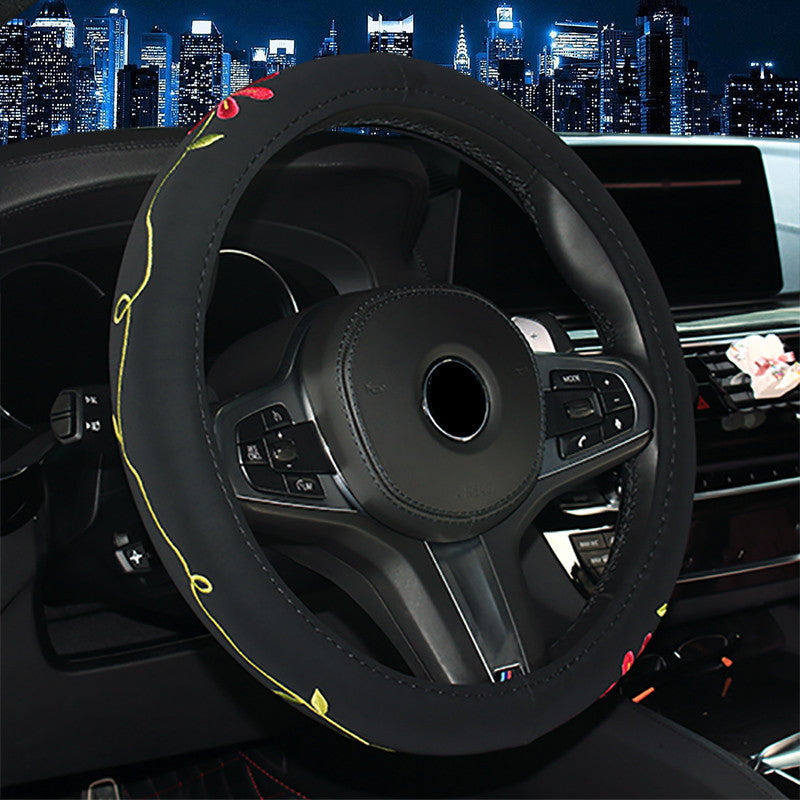 Poignée de voiture brodée de fleur de cerisier de papillon de dames