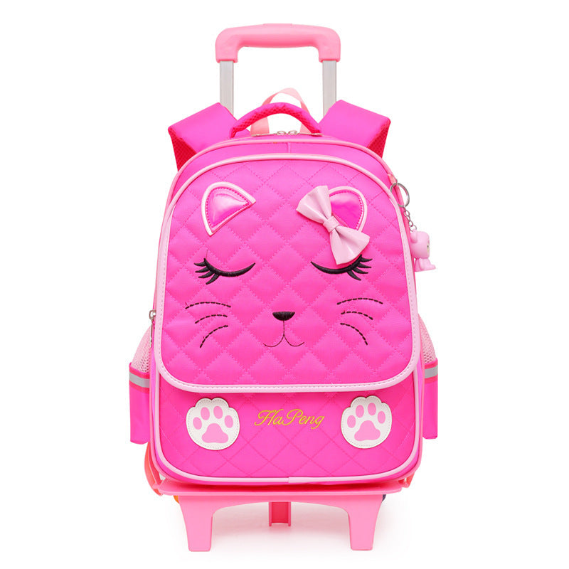 Mochila escolar con carrito de dos y tres ruedas para niños, desmontable