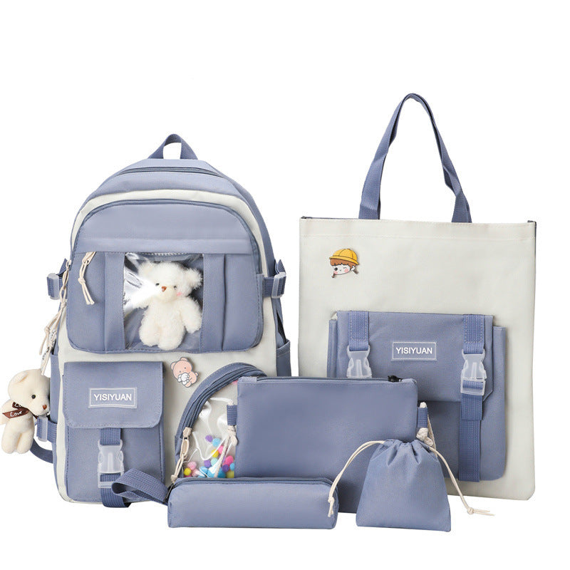 Conjunto de mochila informal ligera para mujer estilo universitario estilo coreano