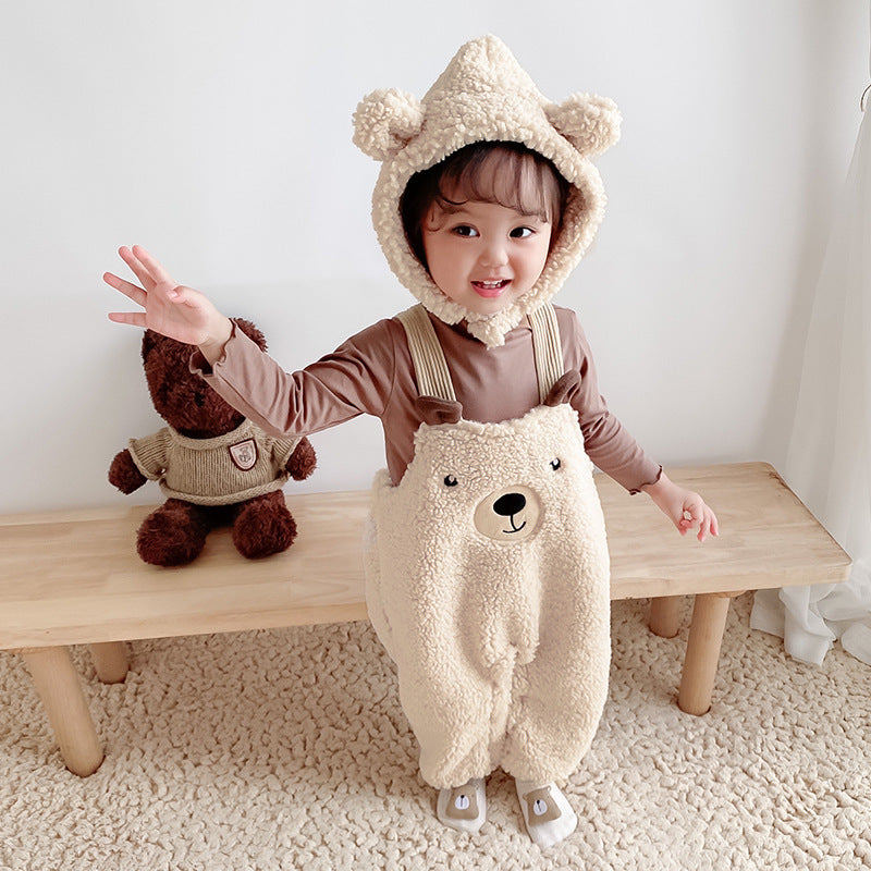 Combinaison bébé automne et hiver, vêtements en velours pour bébé, bretelles ours