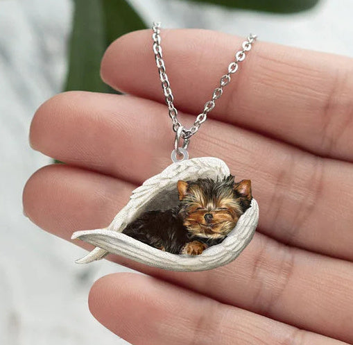 Collier de boîte-cadeau plat en acrylique pour animaux de compagnie ange endormi