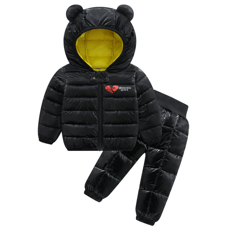 Conjunto de chaqueta de plumas para niños.
