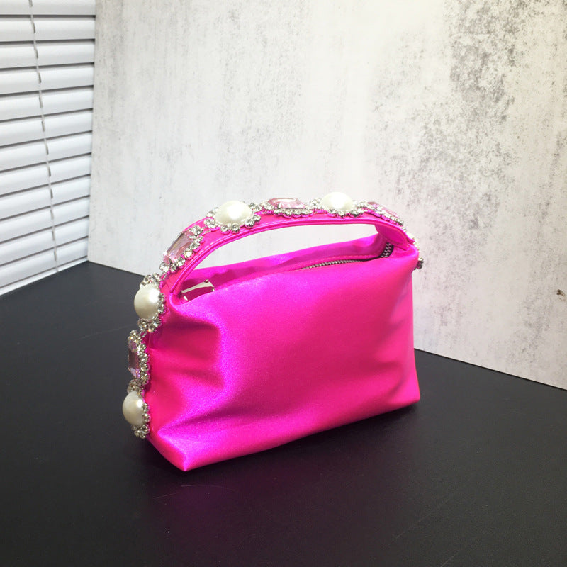 Sac de dîner en perles de strass et de fleurs, pochette en soie et diamants