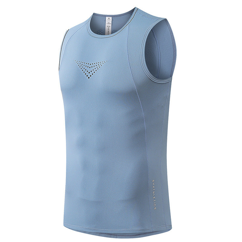 Spring And Summer Men's Quick-drying Outdoor Fitness Sports Vest Breathable High Elastic Solid Color Sleeveless T-shir
