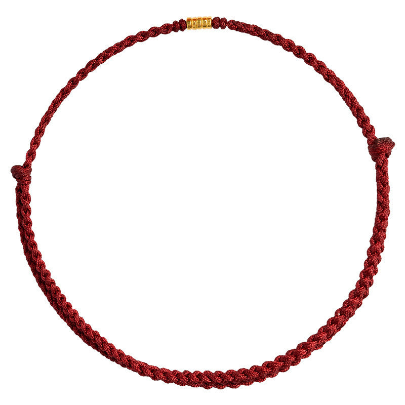 Bracelet en corde rouge tressé à la main avec petites perles