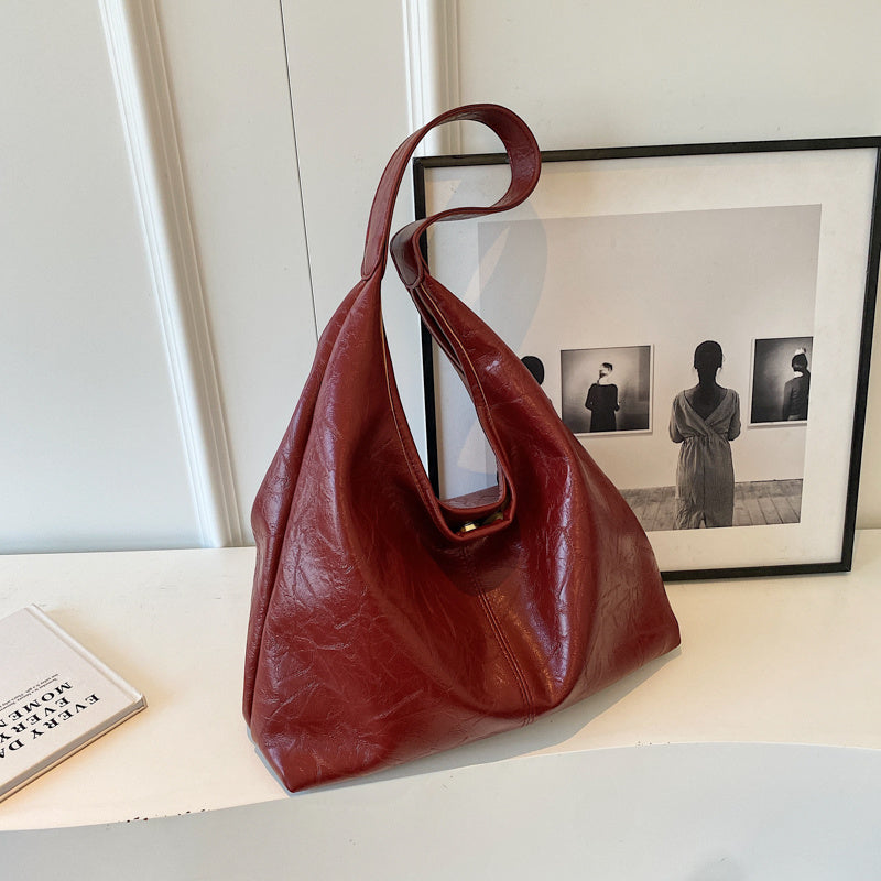 Sac à bandoulière décontracté en cuir souple de grande capacité