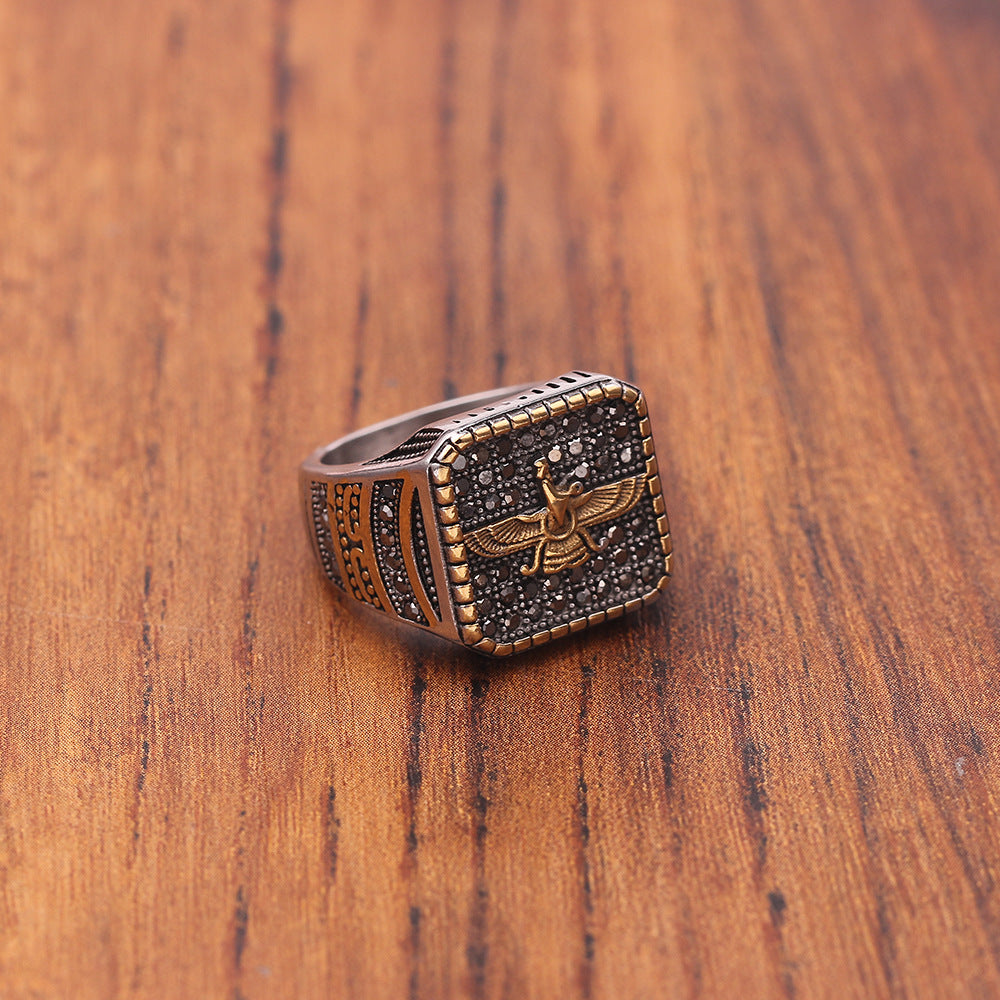 Retro Inlaid Teaching Men's Fashion Retro Ring Ornament