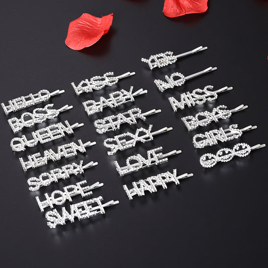 Letra Clip lateral Flequillo Diamante de imitación