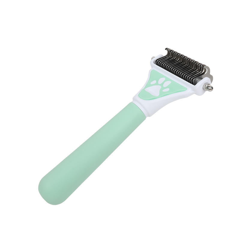 Brosse pour chien - Épilateur double face pour poils d'animaux - Peigne à nœud ouvert - Outil de démêlage pour chien - Épilateur double face pour chats et chiens - Râteau de toilettage pour sous-poil pour la perte