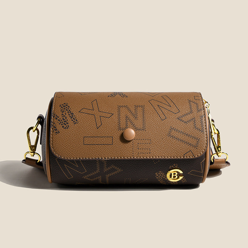 Bandolera de hombro con estampado retro para mujer, pequeña, de doble cara, a la moda, combina con todo