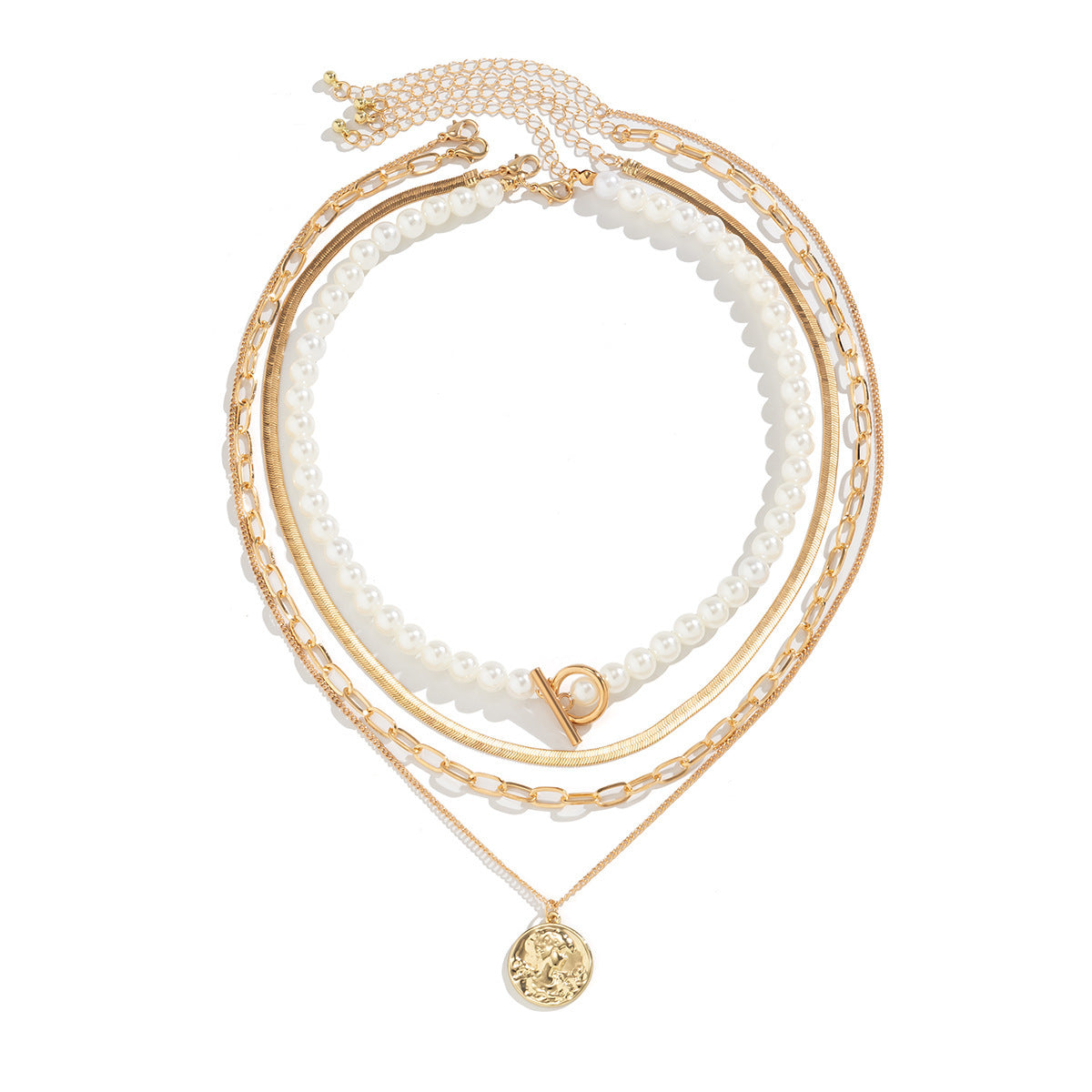 European And American Stitching Pearl Necklace For Men