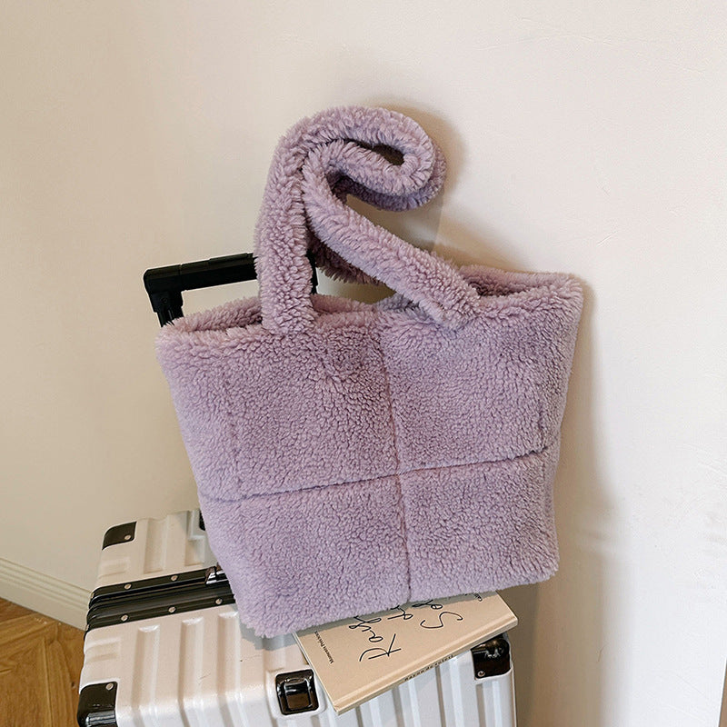 Sac à main en peluche de luxe pour femmes, fourre-tout mignon de mode d'hiver, grande capacité, Portable, épaule unique, sacs en fourrure